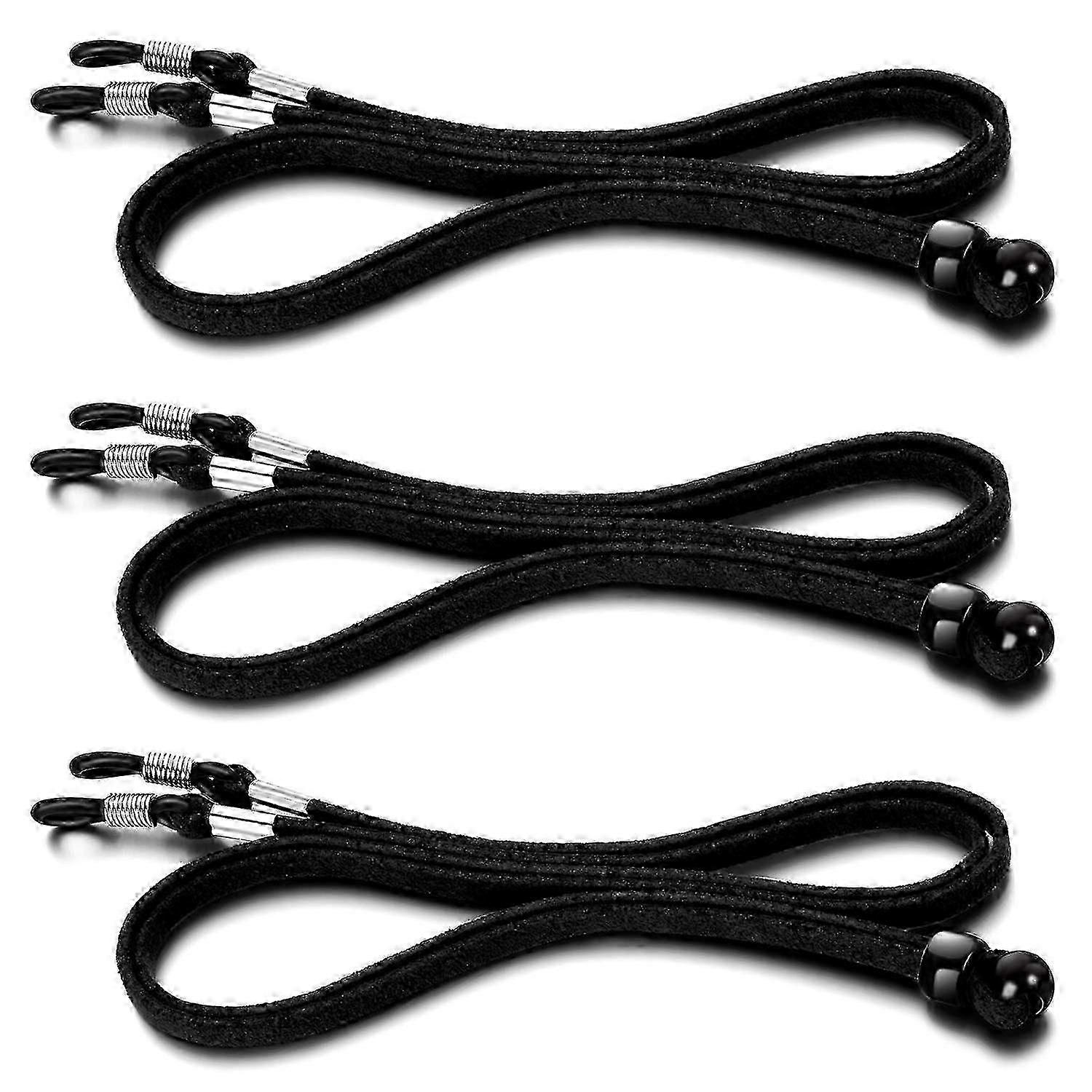Black Leather Glasses Strap, 3 Pieces