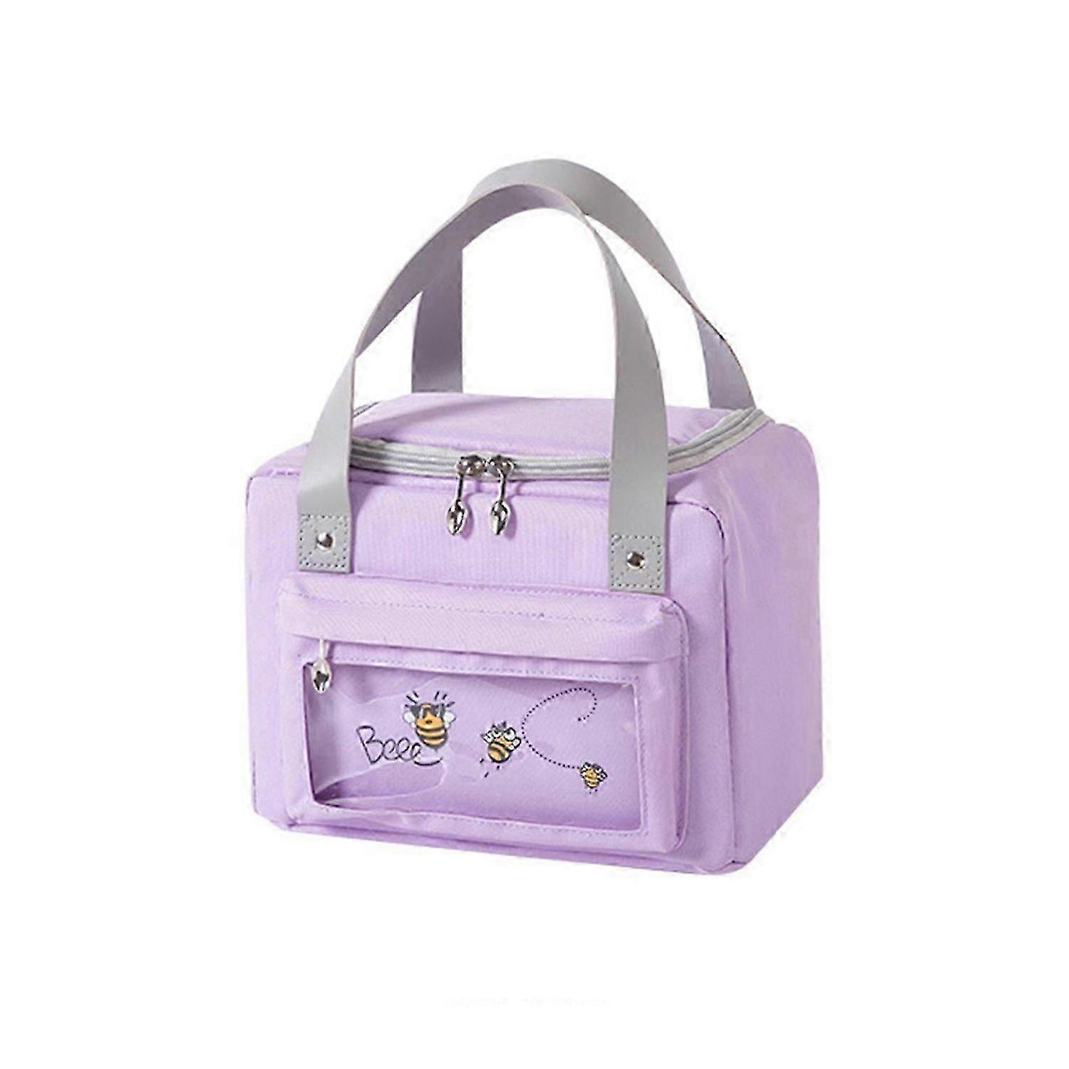 Padded Square Lunch Box Bag With Small Front Pocket, Suitable For Work Or School