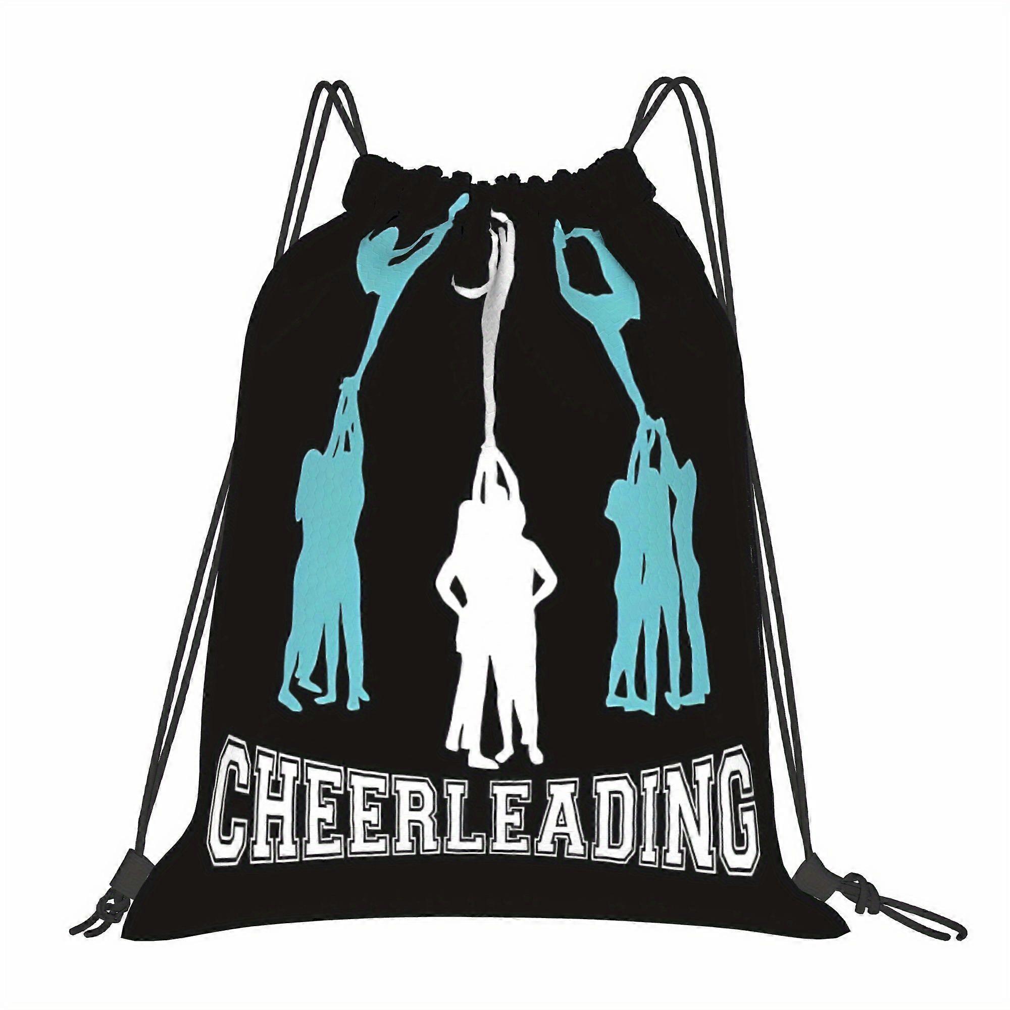 2D Flat Drawstring Bag, Cheerleader Cartoon Design Drawstring Backpack - Multi-Pocket Durable Soft Shell, Adjustable Dra-Cqazw
