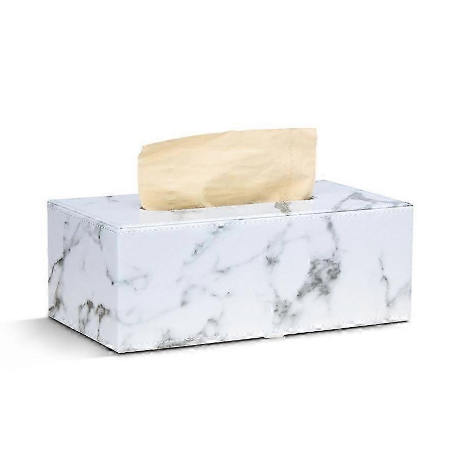 Rectangular Marble PU Leather Tissue Box Cover Napkin Holder