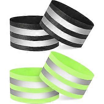 Faixas refletoras elásticas e ajustáveis ​​de alta visibilidade para os braços e pulsos, com fecho de velcro. Ideais para corrida, ciclismo e para uso noturno com cães.
