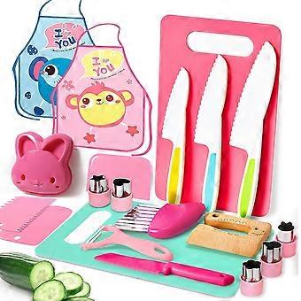 20-Piece Kids Kitchen Set with Safe Cutting Board & Tools for Ages 9+ - Fun & Educational Cooking Experience!