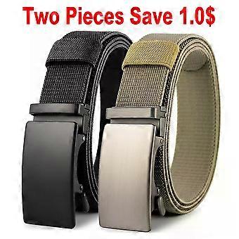 Golf Sports Elastic Belt Tactical Metal Automatic Buckle Tough Stretch Nylon Men Military 115-135CM Big Size Belts