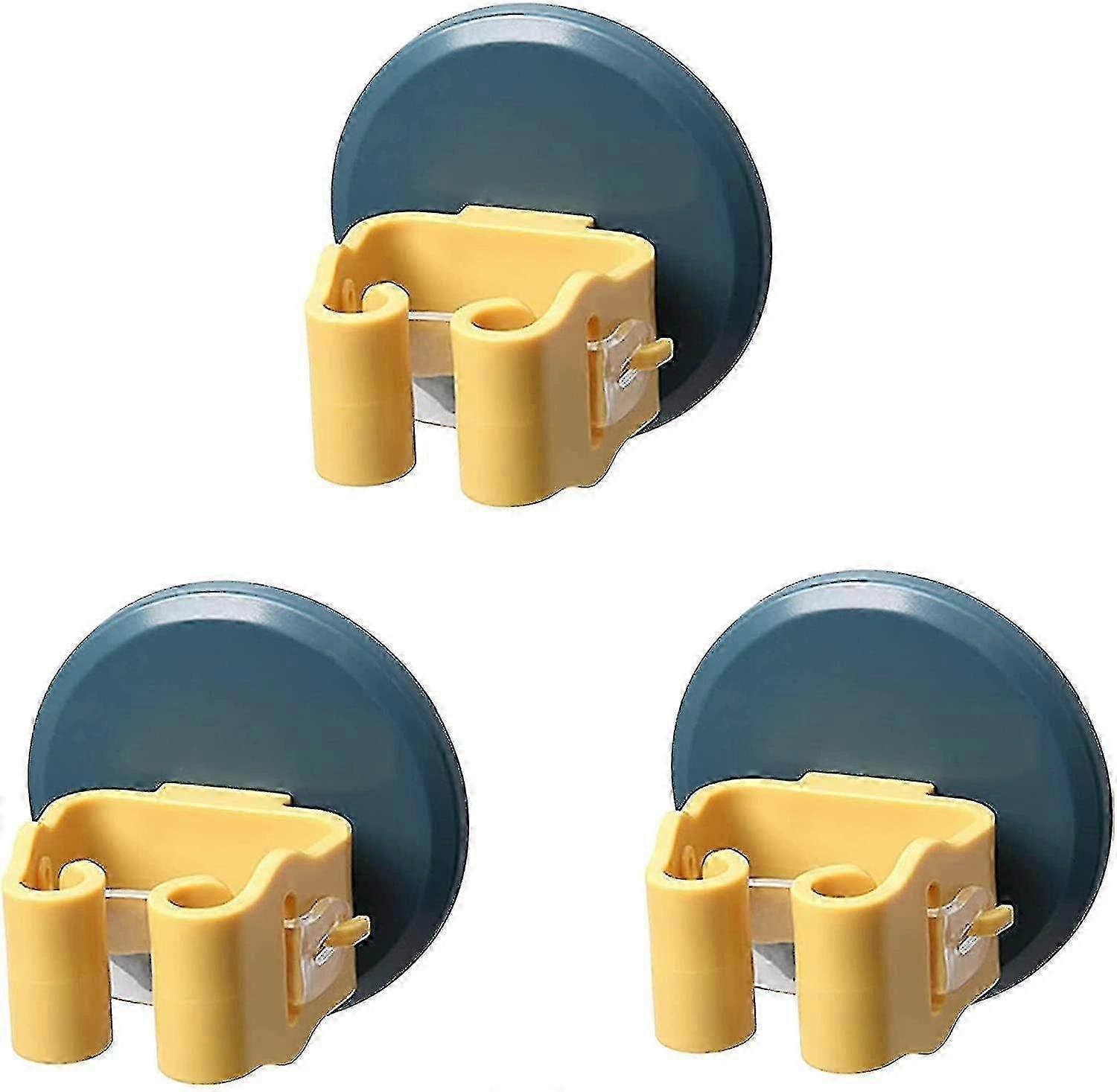 3pcs Multi-function Wall Mounted Broom Holder, Self Adhesive Wall Mounted Broom Holder compatible with Hanging Tools