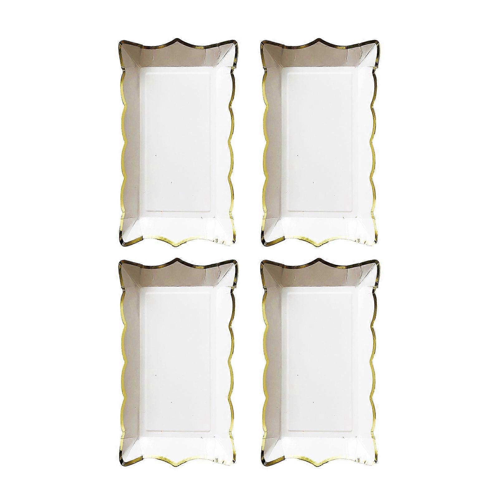 4Pcs/Set Disposable Fruit Plate Multifunctional Large Capacity Colorful Rectangular Disposable Tableware Plate for Picnic