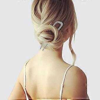 Fermaglio per capelli francese grande da 5,5 pollici, a forma di U con 2 punte, per chignon, ideale per capelli lunghi e spessi (confezione da 2), 5,5 pollici, oro e argento, 2 pezzi