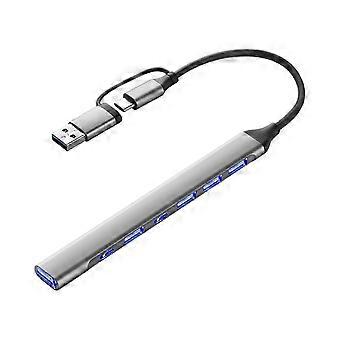 7/4-spors USB C-hubber i aluminium, bærbare adaptere, rask lading på 5 Gbps, OTG-funksjon, kompatibel med flere dingser, flerfarget