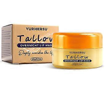Beef Tallow Lip Mask for Deep Hydration Overnight Lip Treatment with Hygienic Magnetic Brush