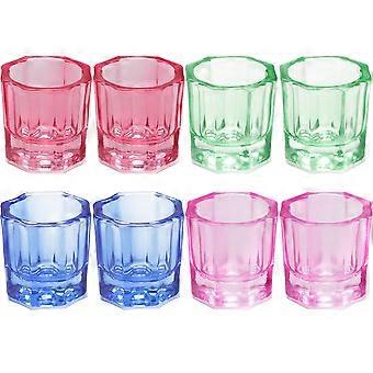 8pcs Nail Clear Glass Dappen Cups Professional Multi-function Nail Dishes Decorative Manicure Cups