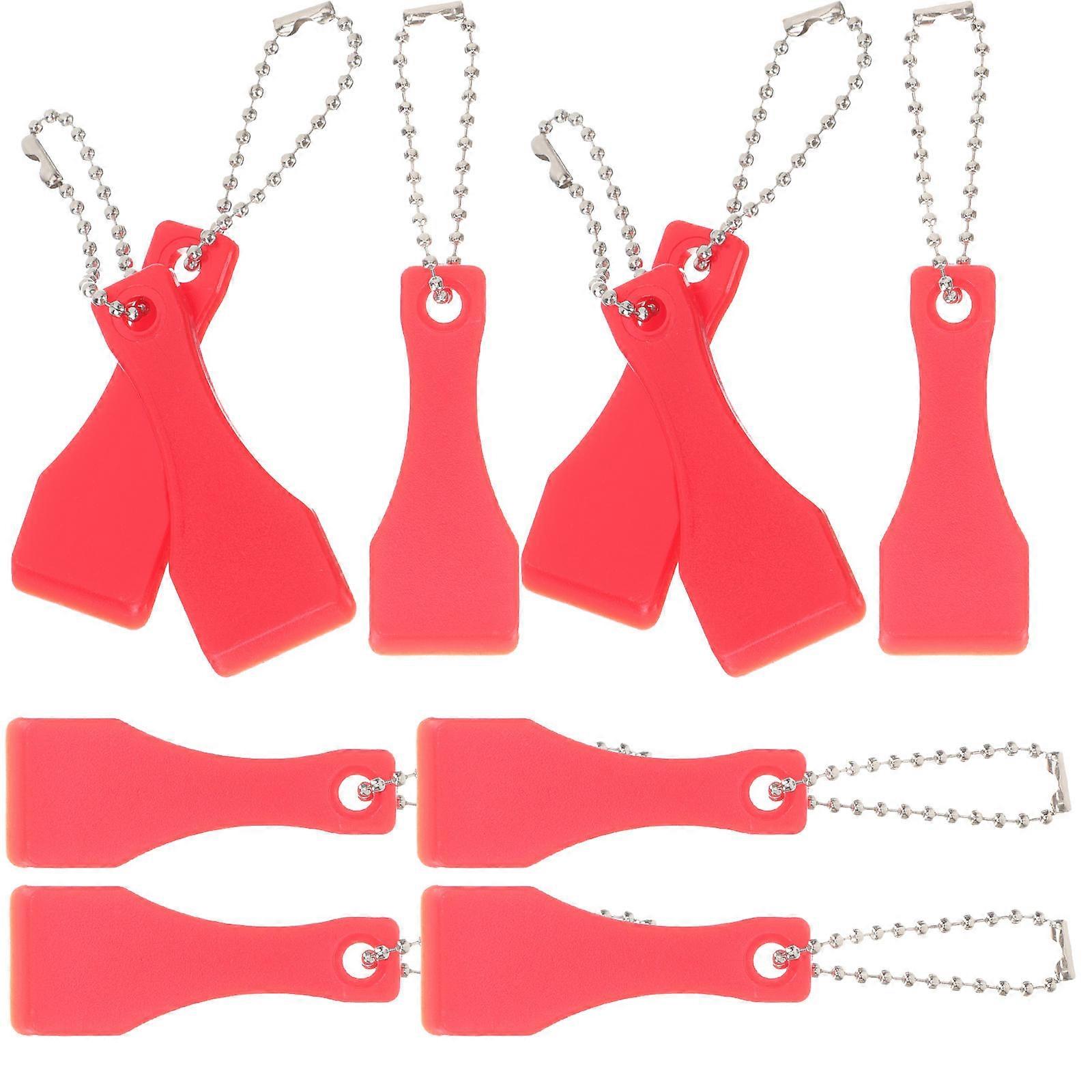 Petits porte-clés grattoirs pour outils de grattage, lot de 10 en plastique rouge