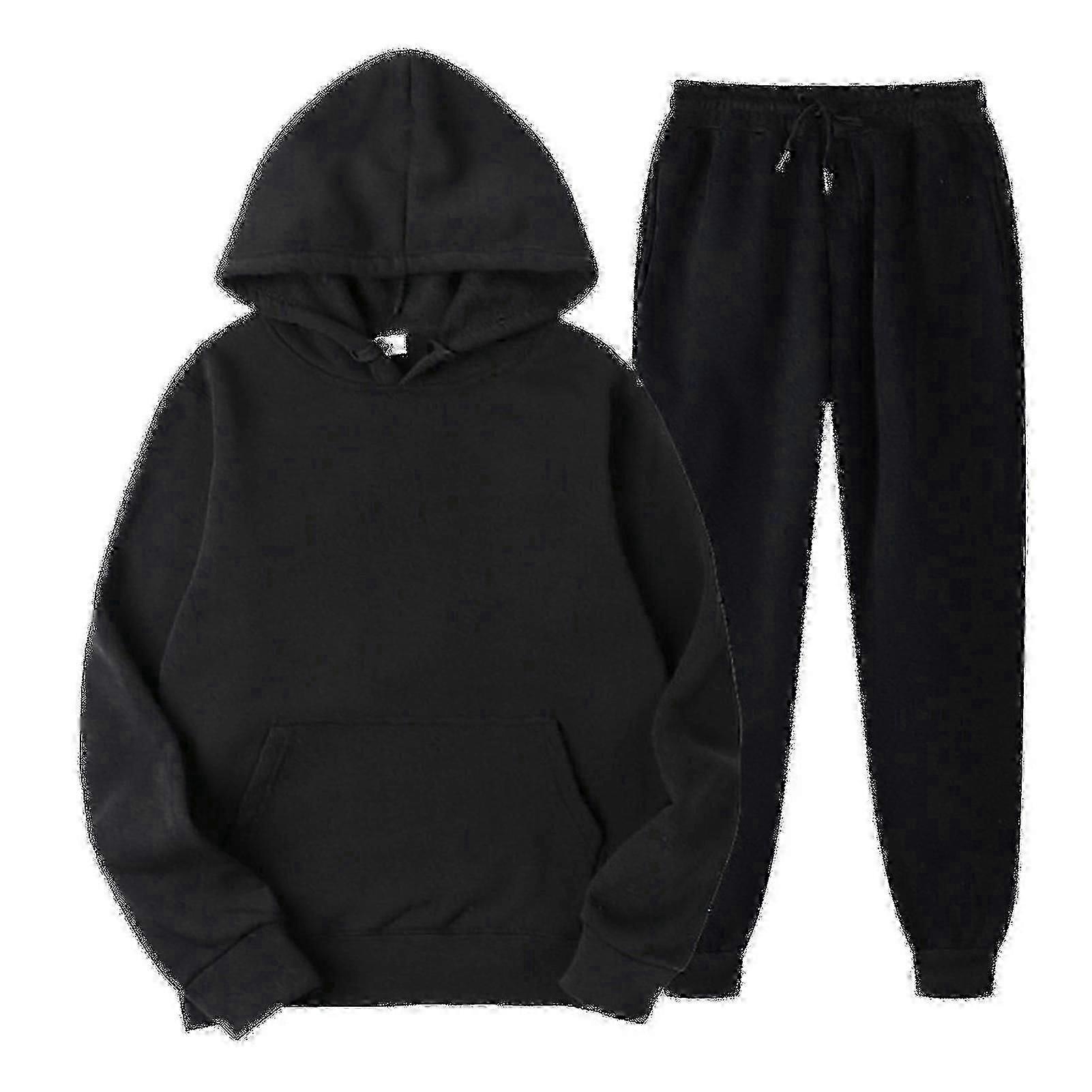 Hooded Drawstring Sweatpant Set for Jogging and Comfortable Pullover Sweatsuits
