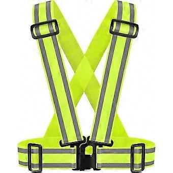 High-Visibility Adjustable Reflective Safety Vest with Elastic Straps for Jogging, Walking, Cycling, Construction, Motorcycle, Men & Women