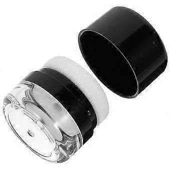 Conjunto de 4 mini potes de plástico para armazenamento de pó, na cor preta.