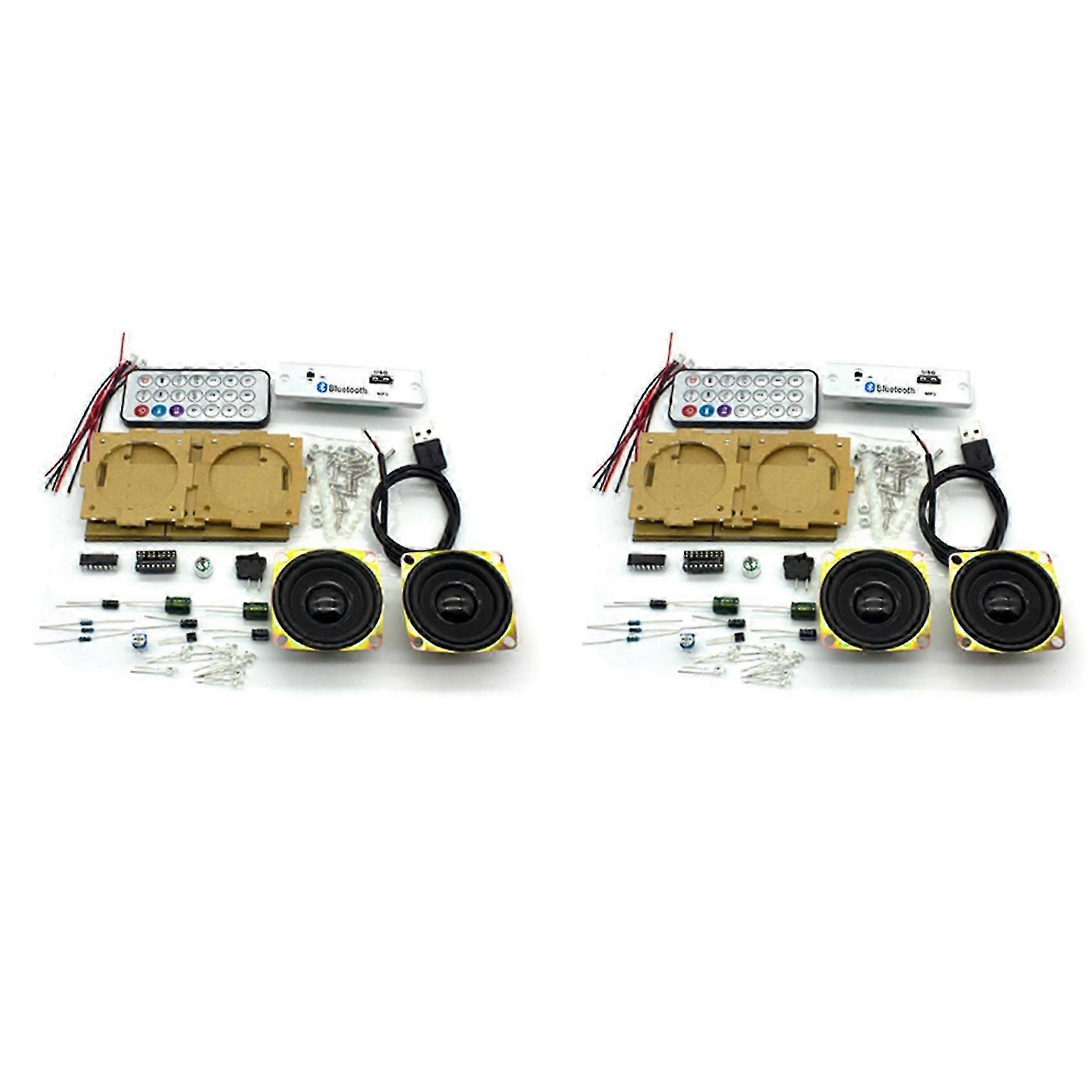 2X DIY Electronic Kit Bluetooth Speaker Electronics DIY Soldering Project Kit Bluetooth Stereo Speaker Support U Disk