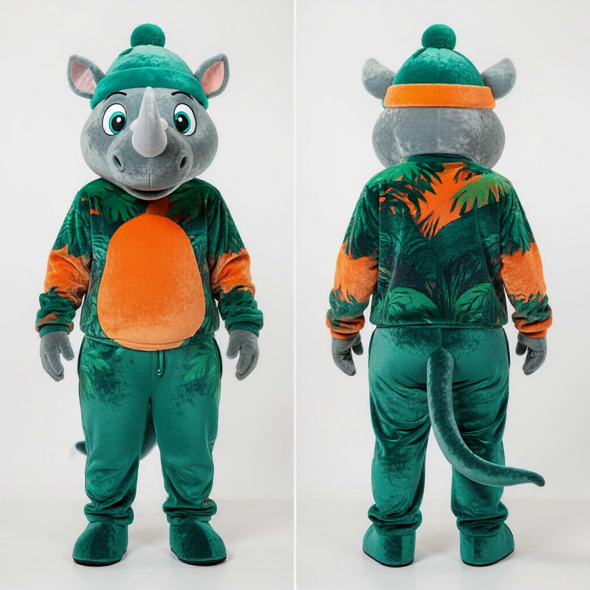 MASTICOT Emerald Velvety Rhinoceros Mascot