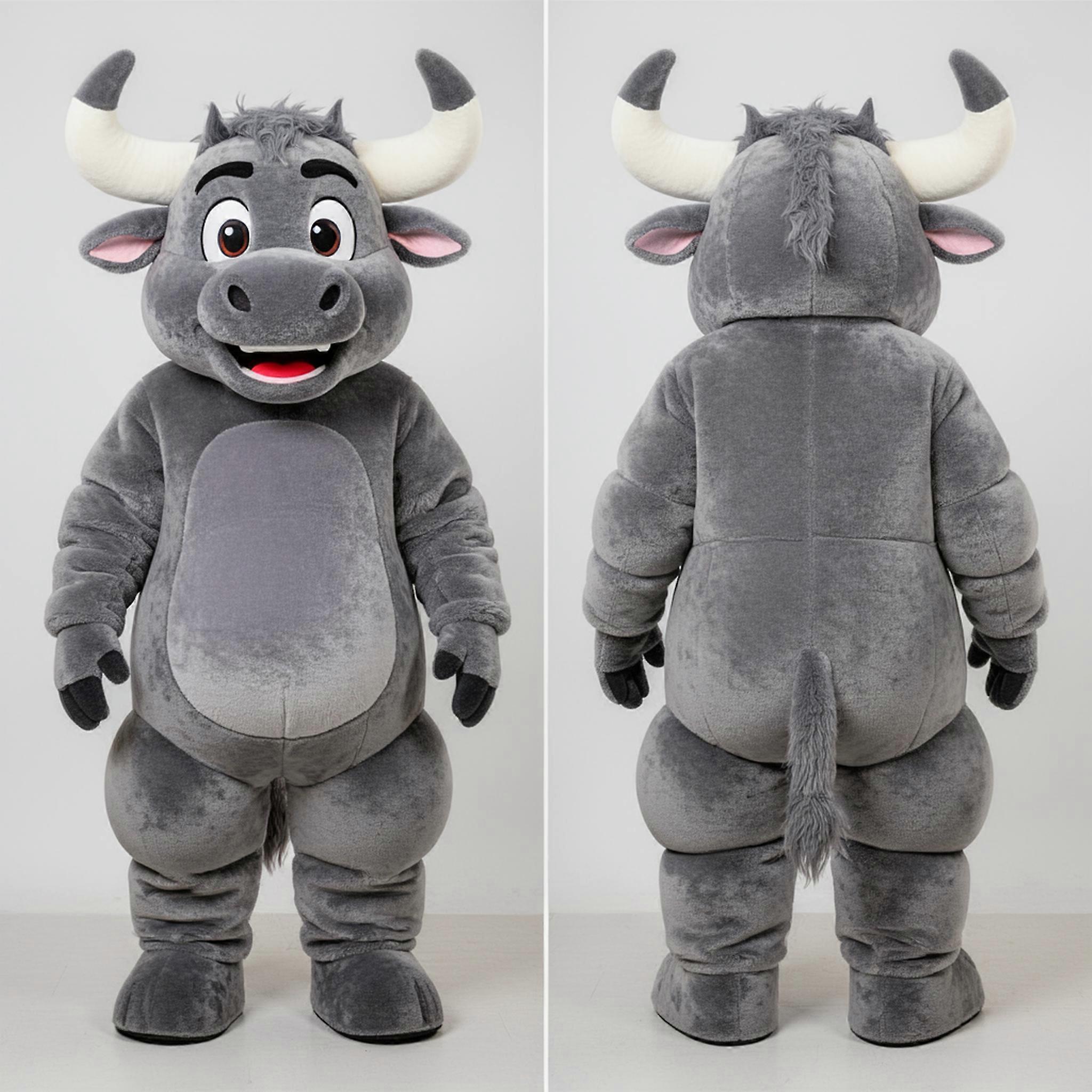 MASTICOT Gray Fleece Minotaur Mascot