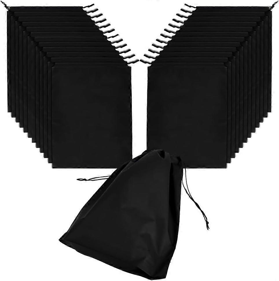 24Pcs Polyester Storage Drawstring Bags Rectangle Black 40x30x0.03cm