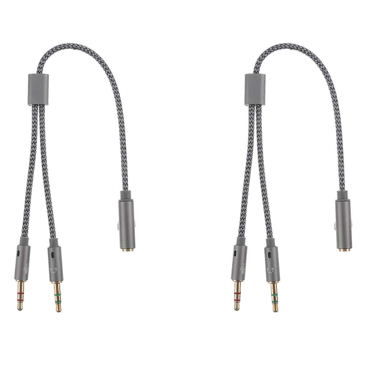 Grey Earphone Microphone Adapter for Adapting 2Pcs Creative Mp3 Splitters