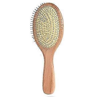 Wooden Paddle Detangling Hairbrush with Steel Pins, Scalp Massage Brush for Maintaining Hair Health