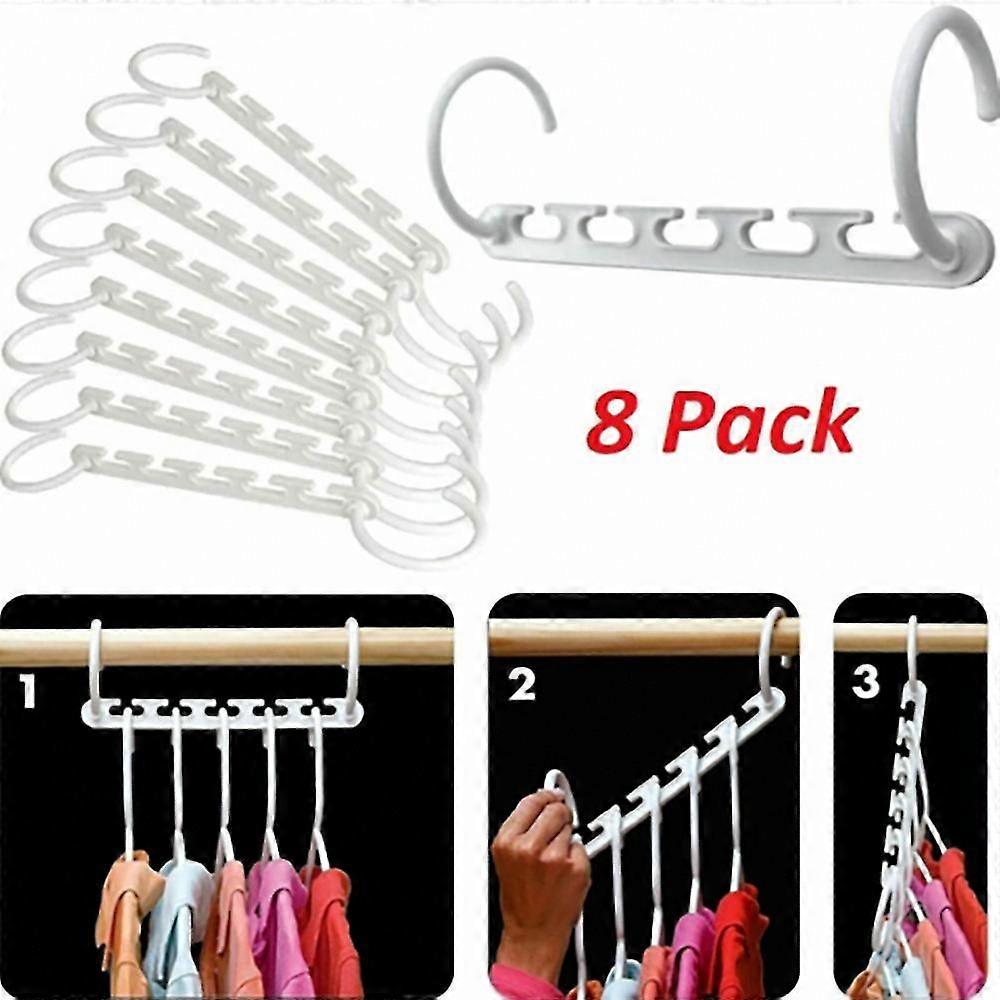 Space-Saving 5-Hole Multi-Functional Magic Hanger - 8-Piece Plastic Set