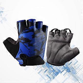 Kids Outdoor Sports Gloves for Workout 2Pcs Blue Shockproof Half Finger Pair