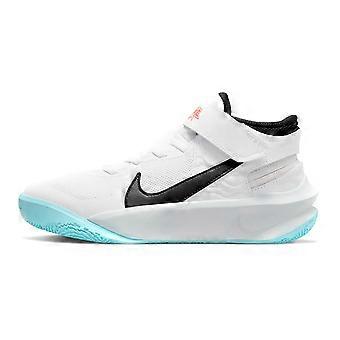 Buty do koszykówki Nike Team Hustle D 10 Flyease, antypoślizgowe, odporne na ścieranie, oddychające, niskie, biało-niebieskie, unisex, DD7303-102