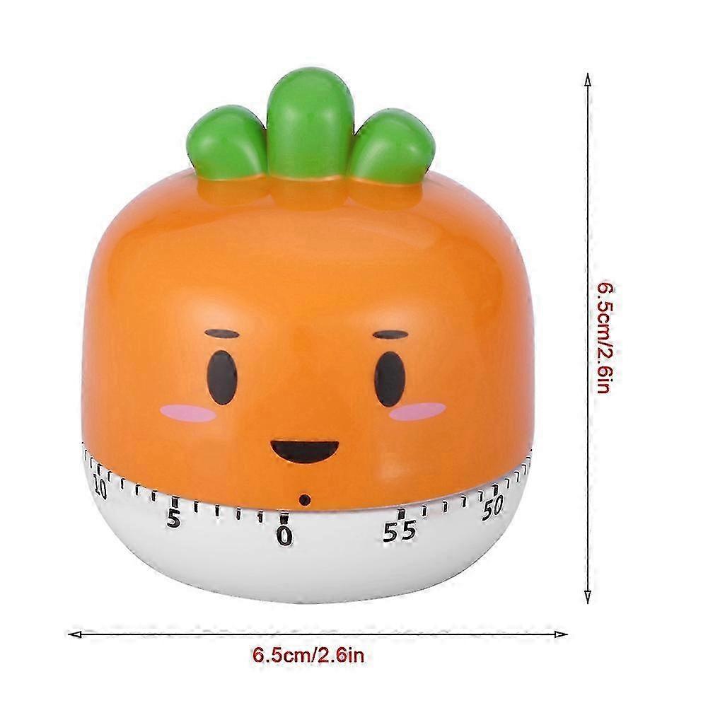 6.5cm Orange Mechanical Kitchen Timer 60 Min Vegetable Shape