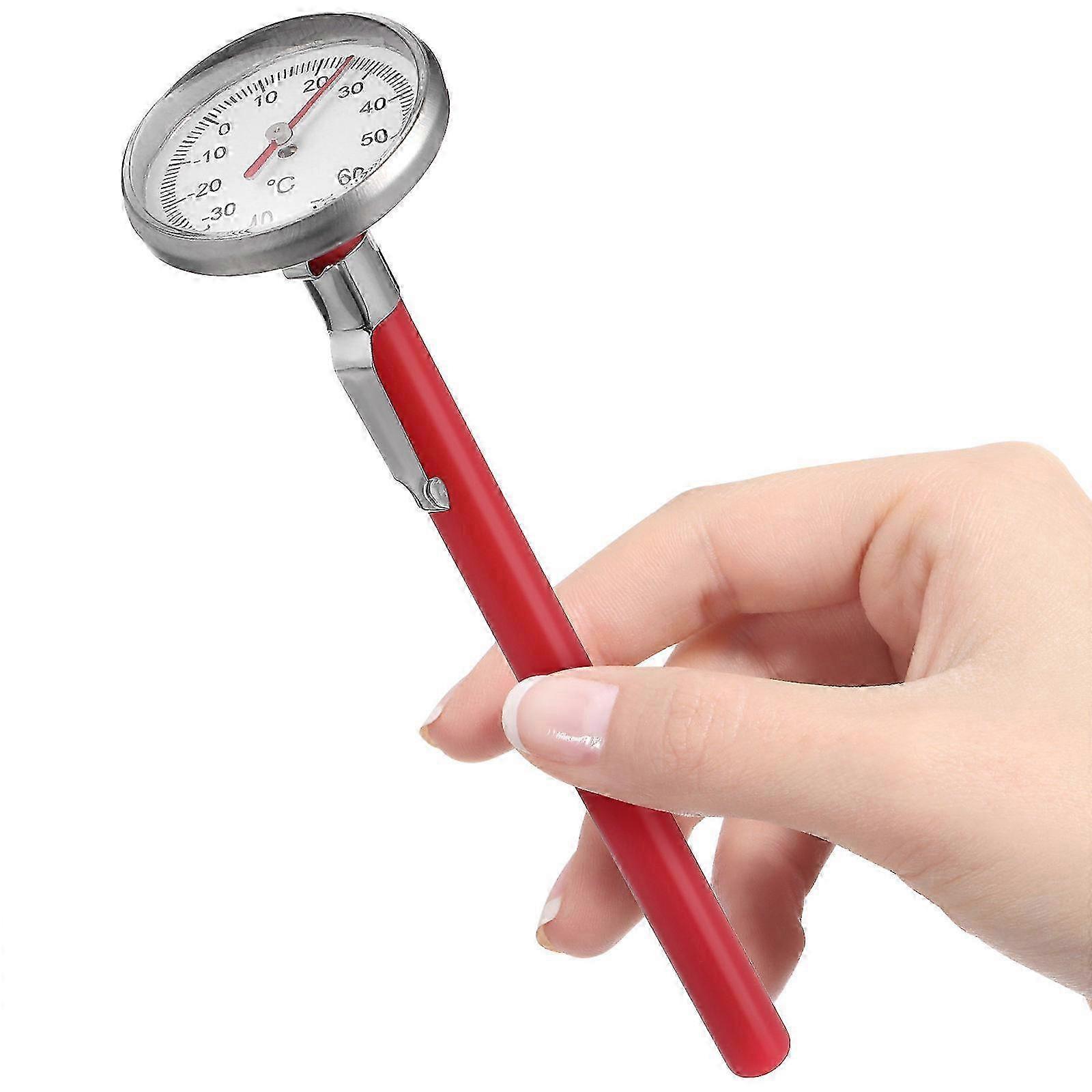 Car Clock Shape Mechanical Thermometer Red Interior Decoration Accessory yt