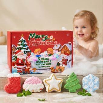 Christmas Series 5-piece Bath Ball Set, Gentle Body Cleansing, Includes Five Christmas-style Bath Balls, For Regular Daily Home Bath Use