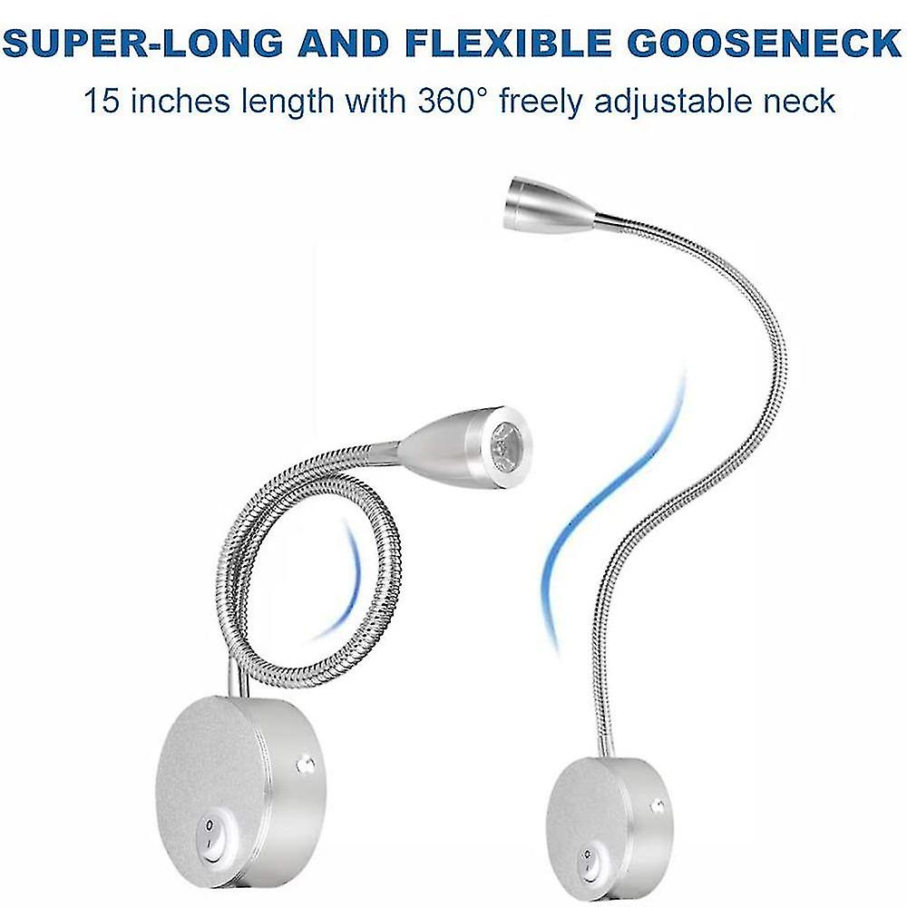 Bedside Reading Lights, Head Adjustable Minimalist Led Bed Reading Lamp ...
