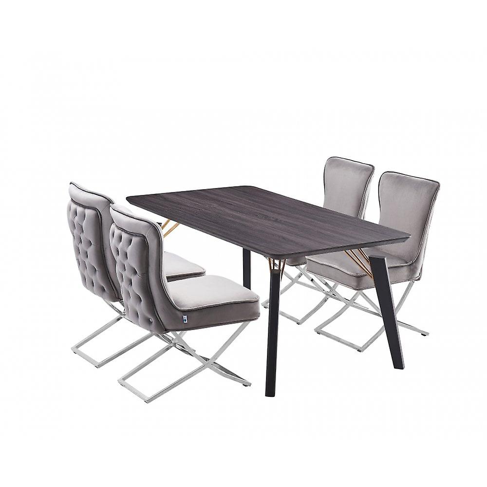 Trafalgar Cosmo Lux Dining Set - A Kitchen Table & 4 Velvet Upholstered Chairs