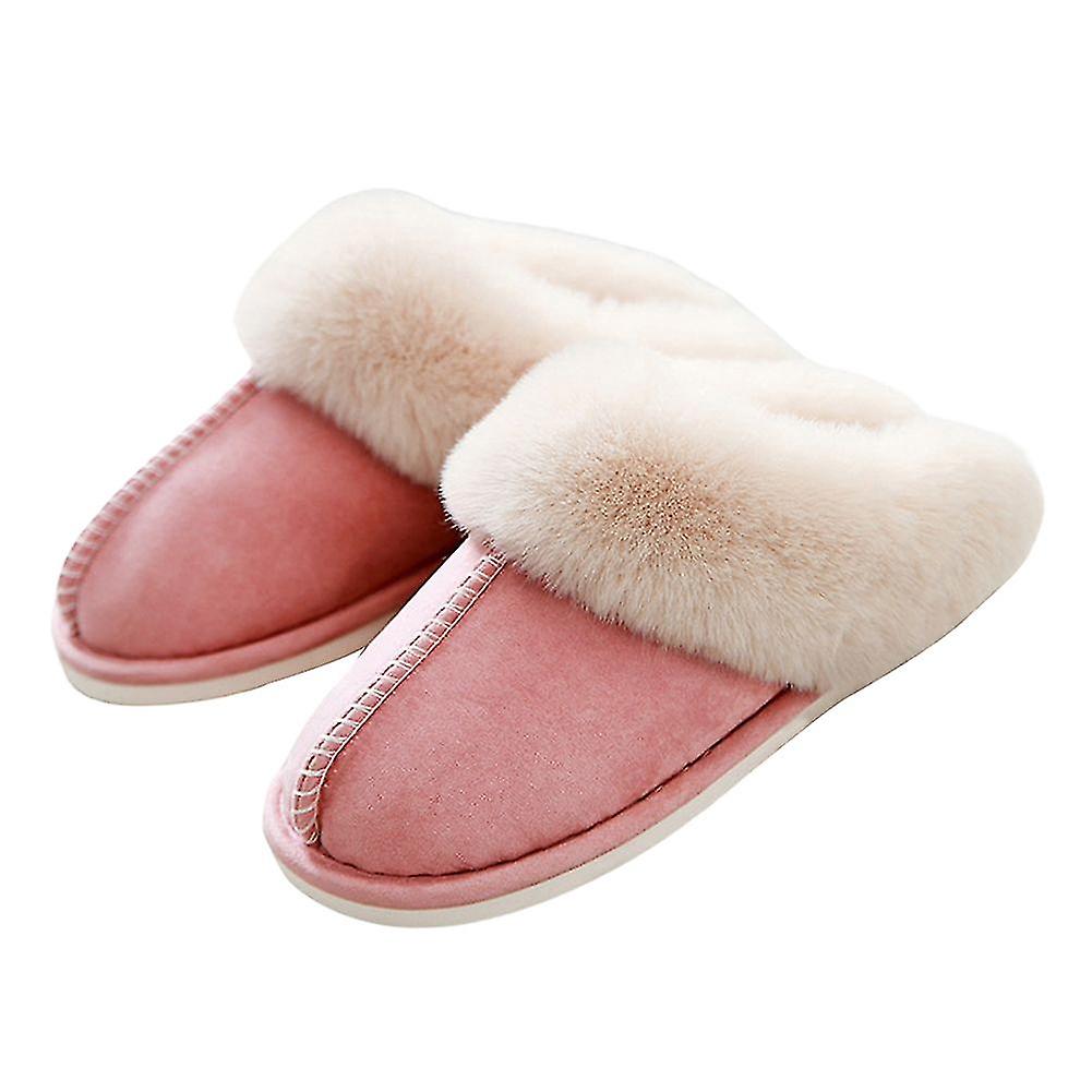 Women's Cotton Slippers Thicken Plush Slippers Autumn Winter Warming Slippers Waterproof Non-slip Home Sandals