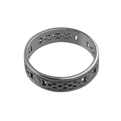 Silver oxidized 6mm pierced Celtic Wedding Ring Size Z