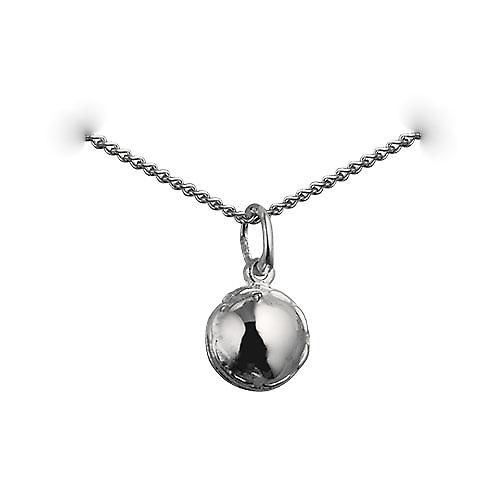 Silver 10mm solid Cricket Ball Pendant with a curb Chain 24 inches