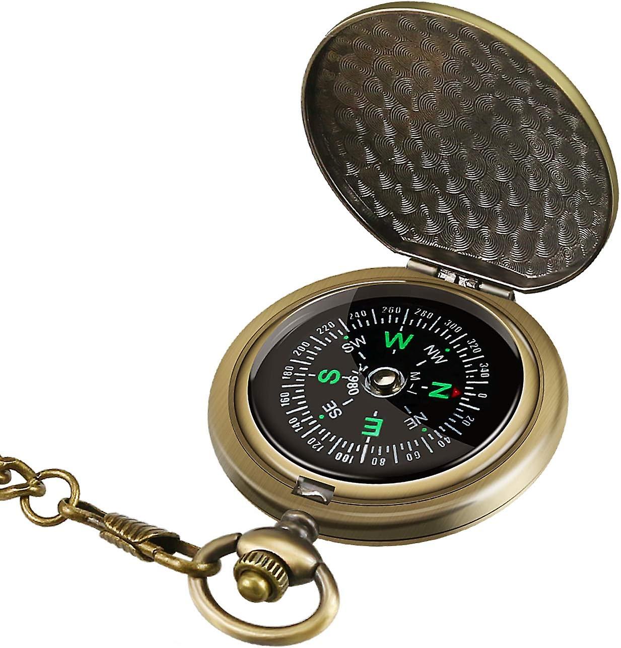 Retro Compass Portable Military Survival Compass with Fluorescent Glow for Outdoor Navigation, Camping, Hiking, and Riding