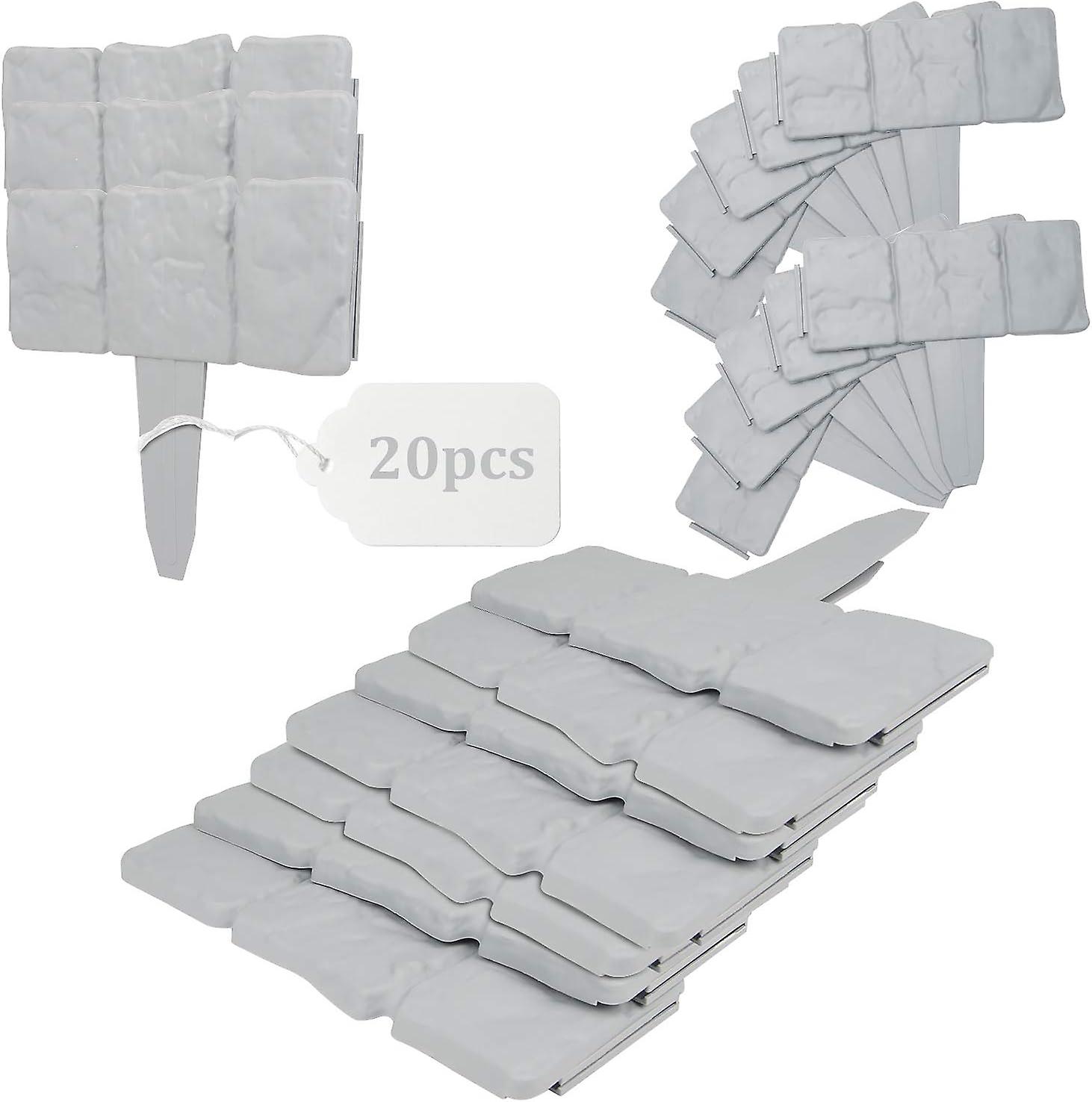 20 Pack Grass Edging 5m Gray Plastic Lawn Edging For Flower Beds