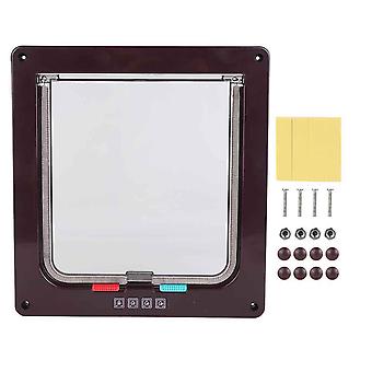 ABS Acrylic Pet Screen Door Window Lockable Waterproof Medium Cat Flap (brown)