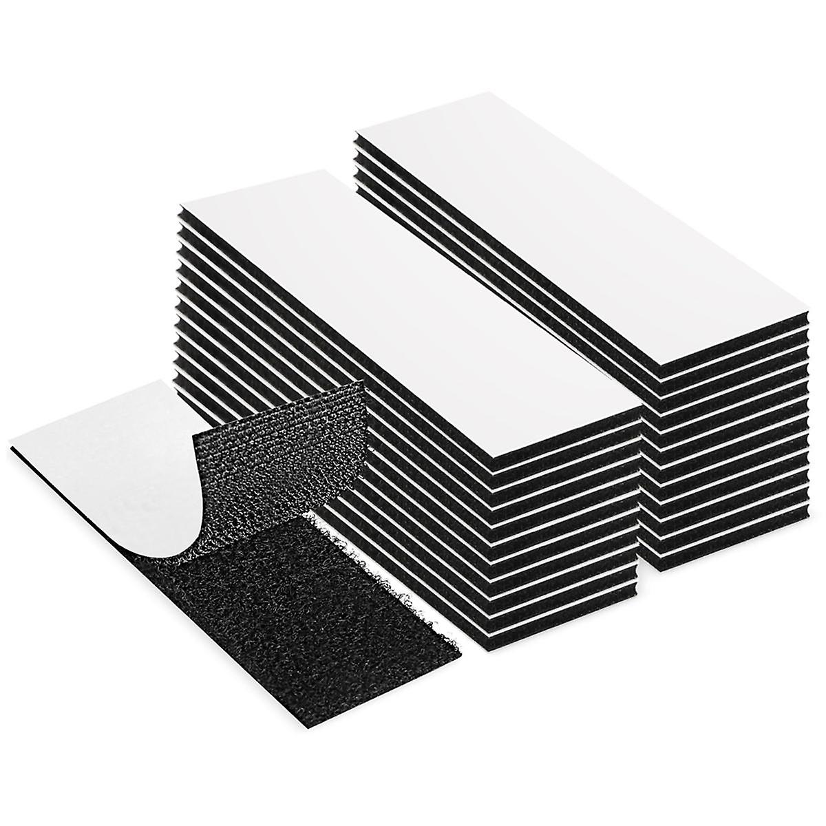 100 Pack Hook and Loop Tape, 1X4Inch Strong Tape Double Sided Adhesive Sticky Reusable Interlocking