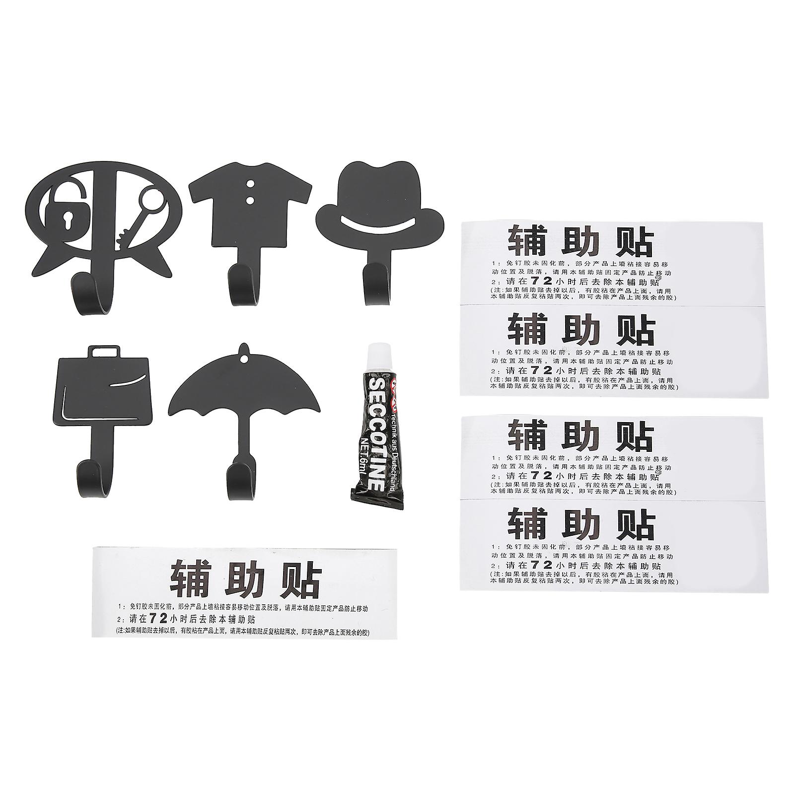 5 Pcs Iron Wall Hooks: Adhesive Hooks for Kitchen and Bathroom