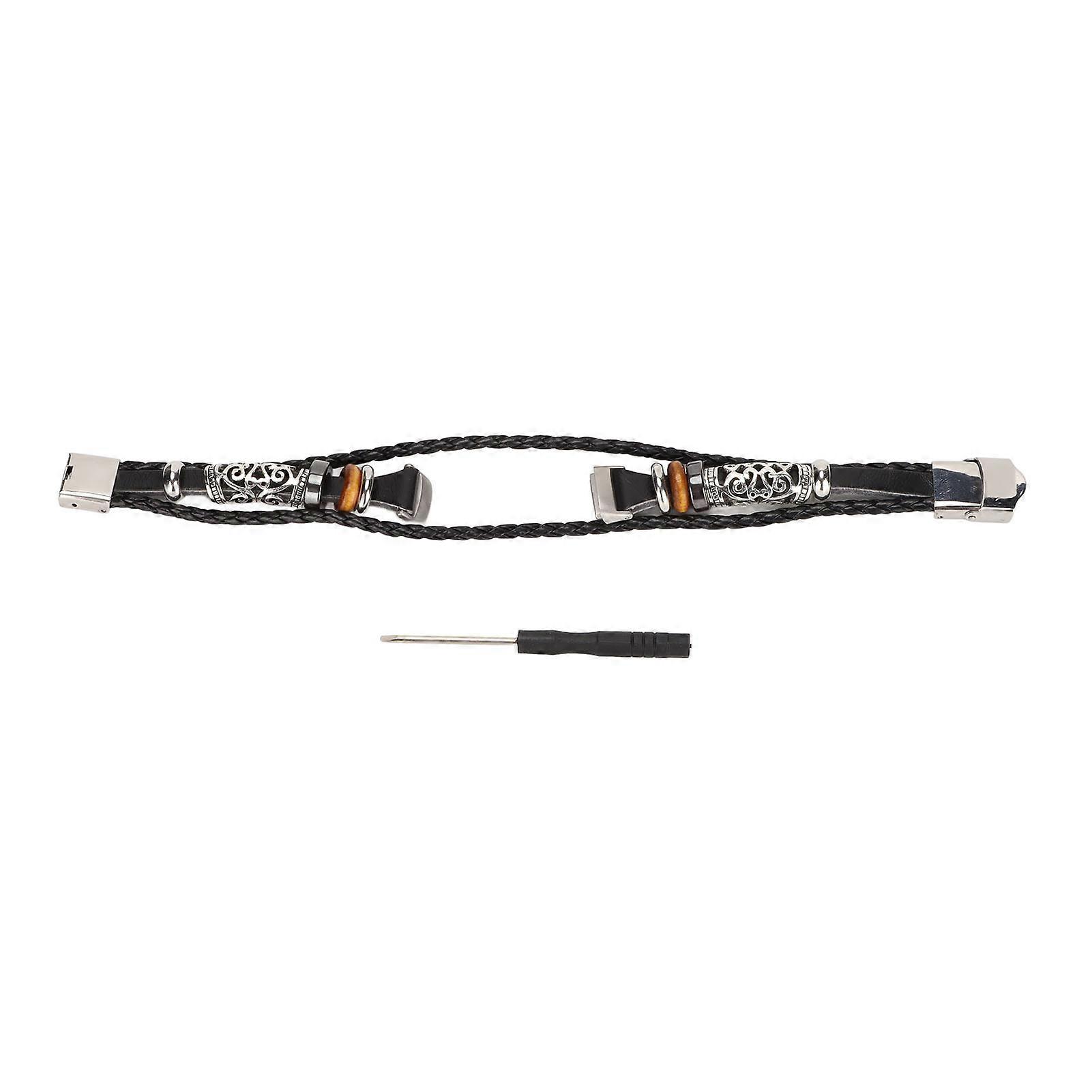 Black Ethnic Vintage Leather Strap for Fitbit Luxe - Comfortable, Stylish, Easy Install