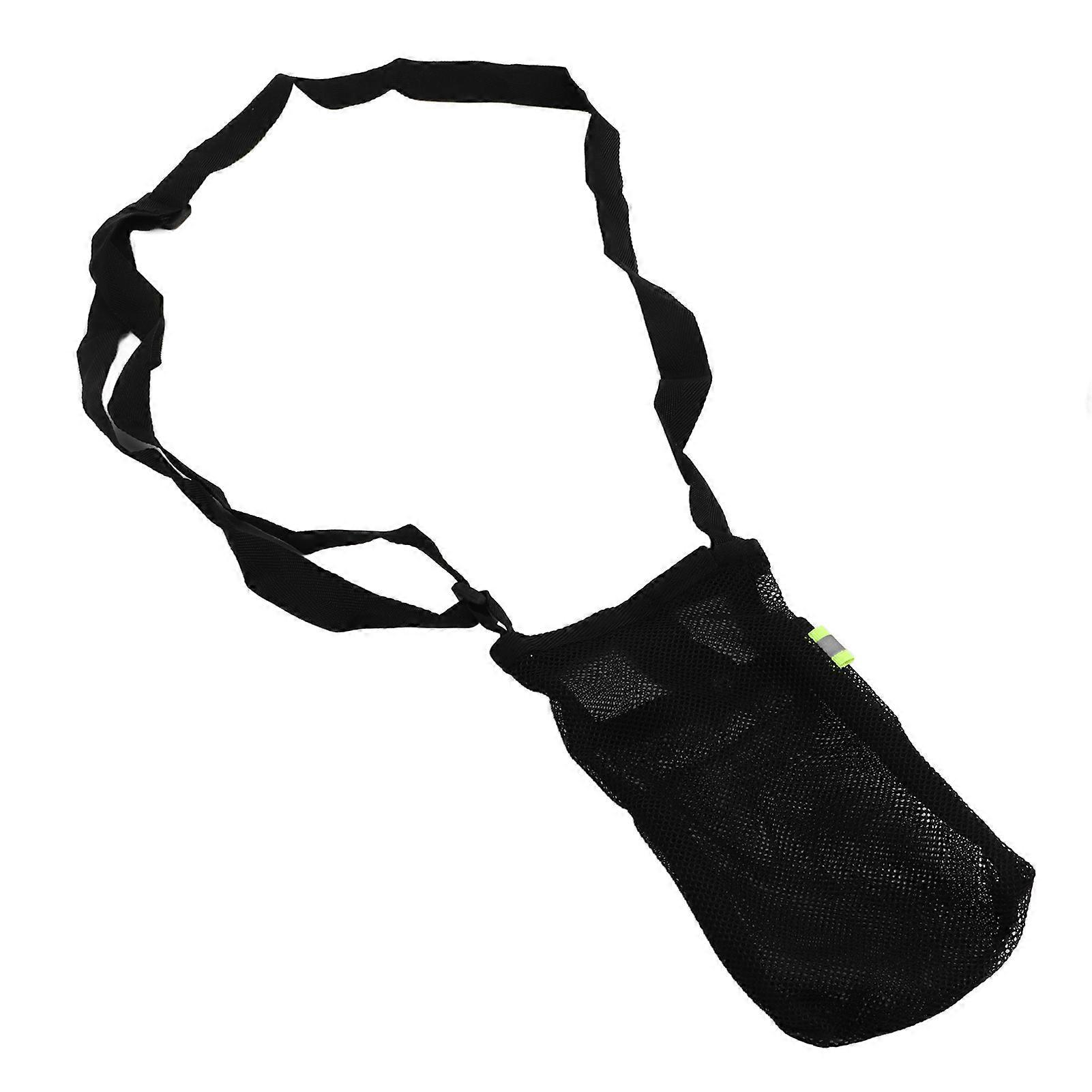 Water Bottle Carrier Portable Mesh Water Bottle Bag with Adjustable Shoulder Strap for Outdoor Fitness Exercise Black