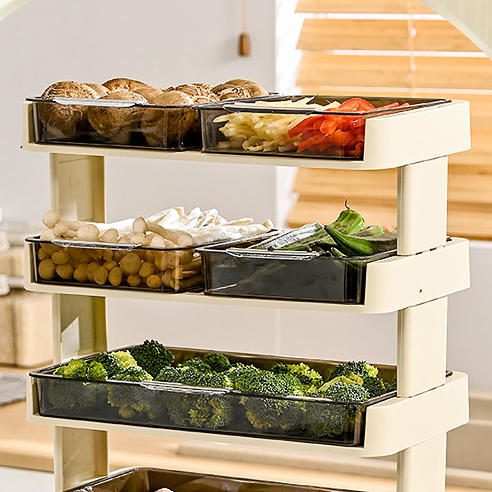 3-Tier Cream White Plastic Kitchen Countertop Organizer Shelf