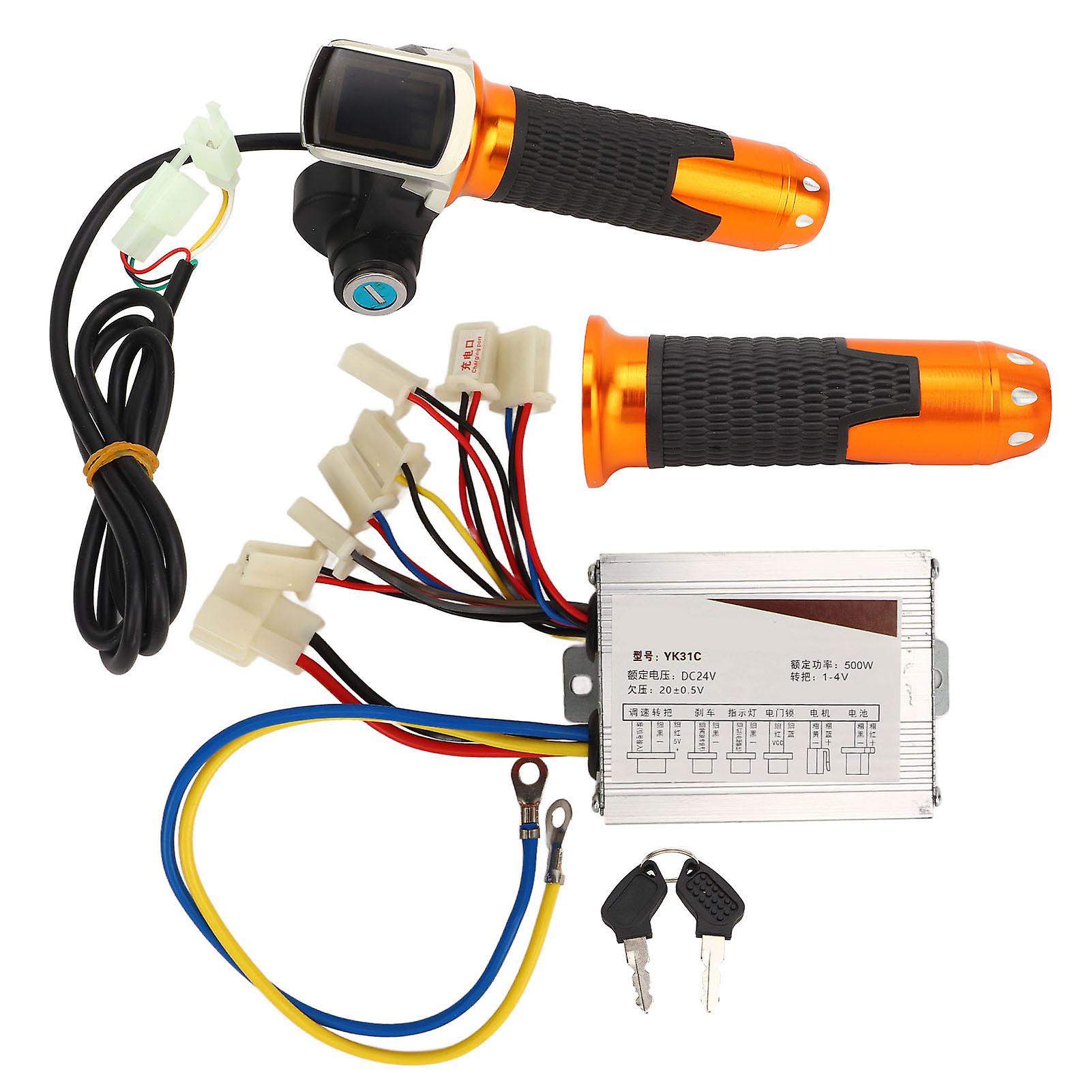 Nimomo 24V500W Motor Speed Controller Dual Speed Control Aluminium Alloy Shell 24V Display Throttle with Lock Keys for Electric Bikes Bricycles