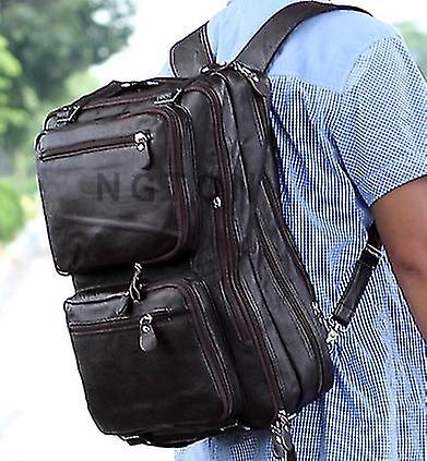 Multi-function Genuine Leather Men's Backpack Leather Travel Back