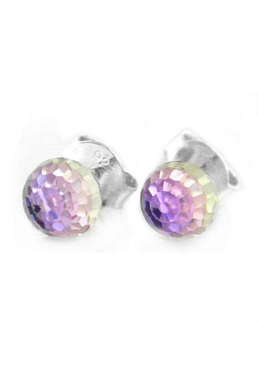 Earrings 6mm Purple Silver 925 - Gl91187