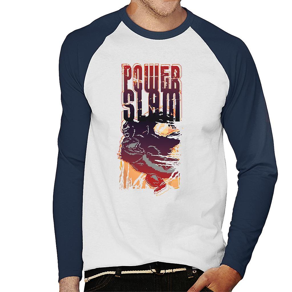 King Kong Vs T Rex Power Slam férfi baseball hosszú ujjú póló