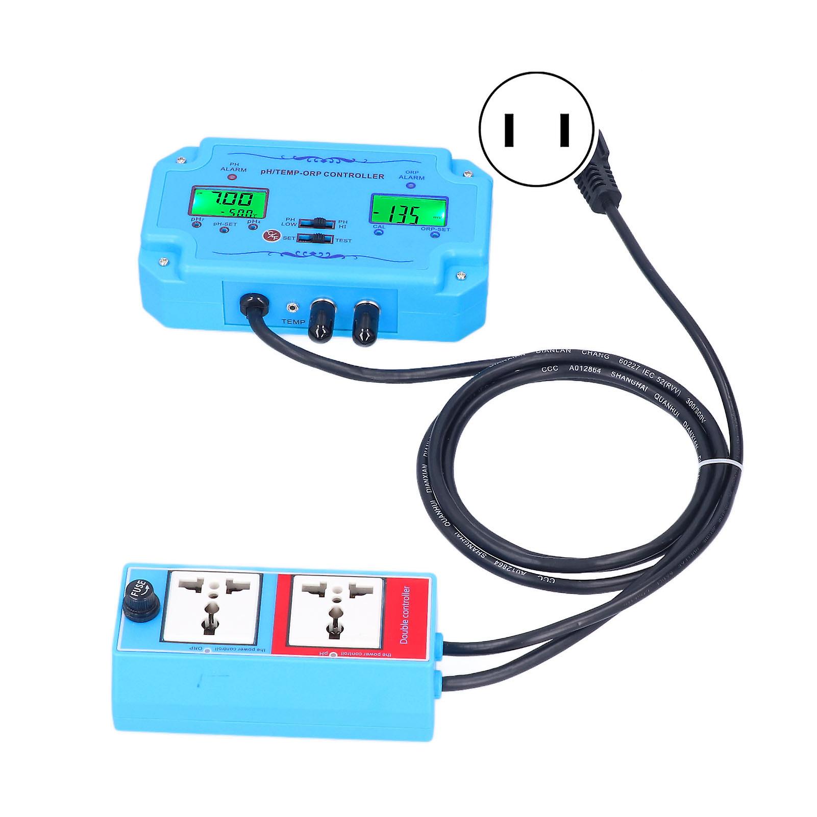 Water Quality Monitoring Kit Multifunctional PH ORP Temperature Test Controller 5A PH‑2839US Plug 110V