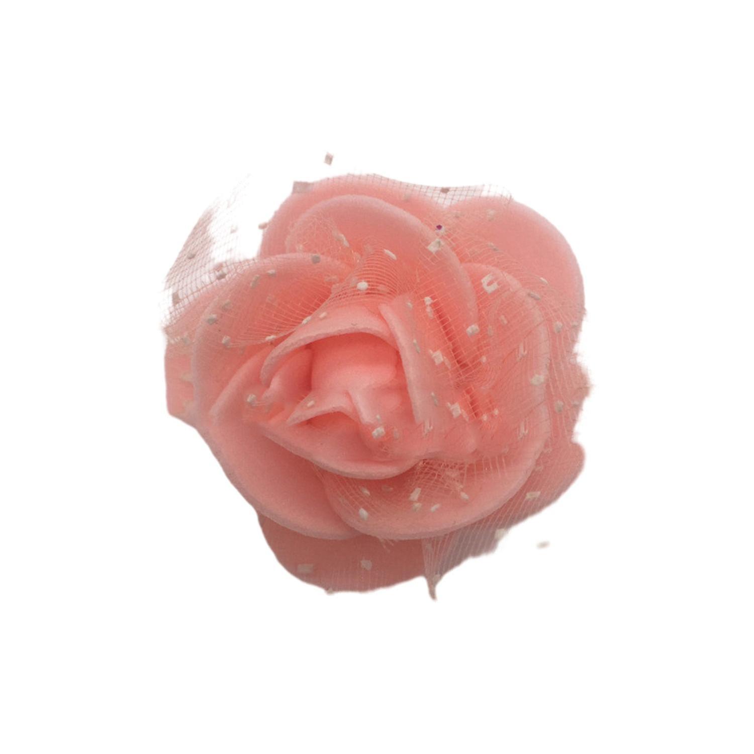 100Pcs Fake Flower Head Realistic Artificial Rose Foam Flower Head with Gauze Mesh DIY Wedding Simul