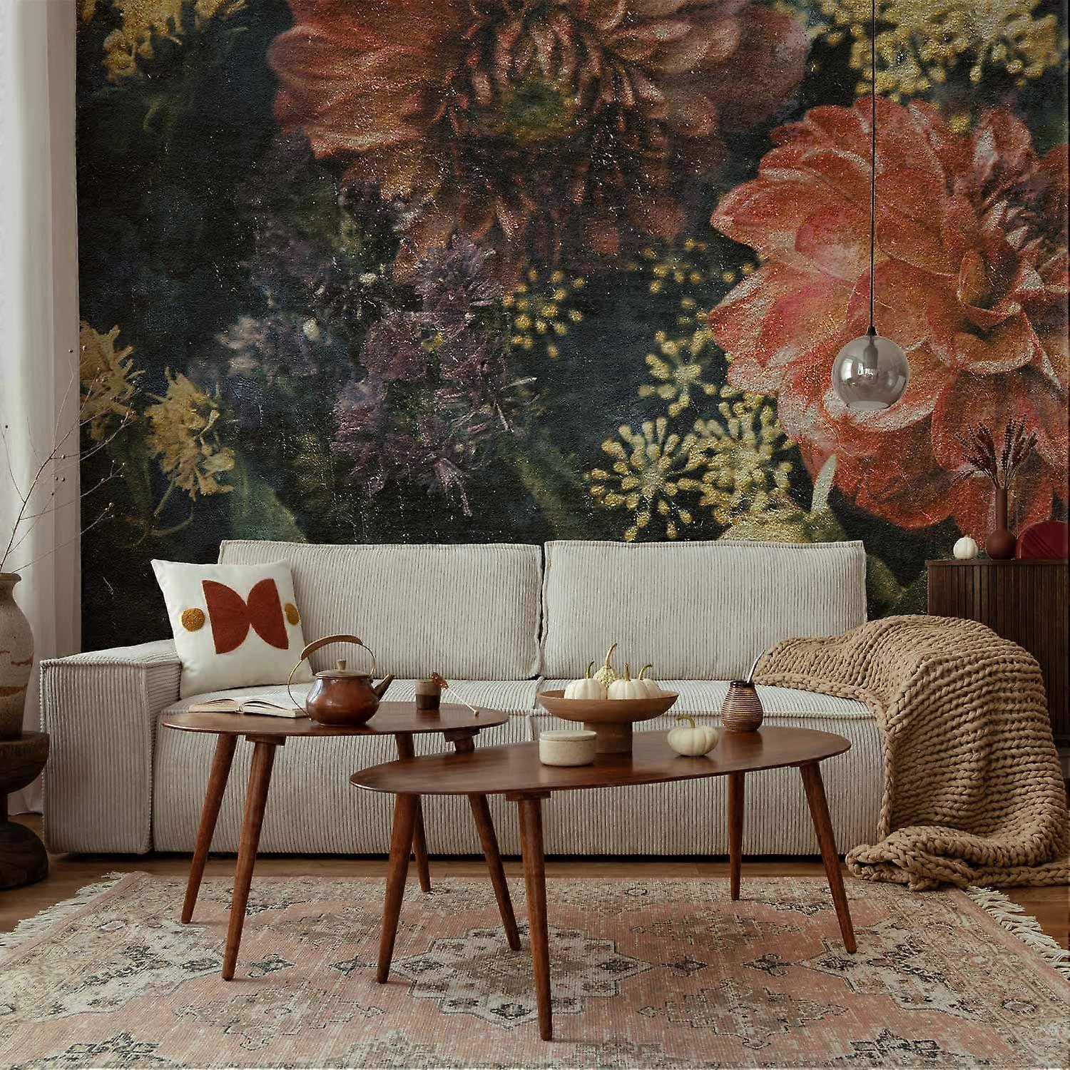 Self-adhesive Wall Mural - Retro Flowers - First Variant