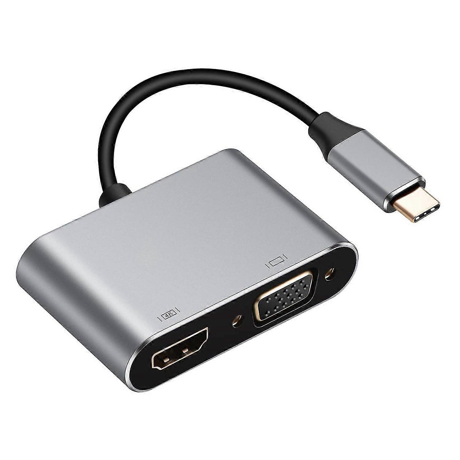 4-in-1 Type-C Hub 4K VGA 1080P Dual Screen Display PD USB 3.0 USB-C Docking Station